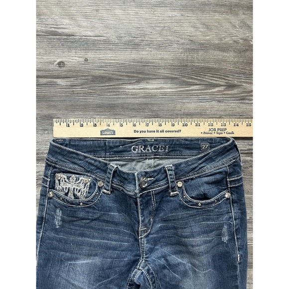 GRACE IN LA Jeans Women's 27 Bootcut Rhinestones Embroidery Pockets Embellished - Picture 4 of 9